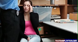 Dirty mall cop has his way with shoplyfter teenager cunt